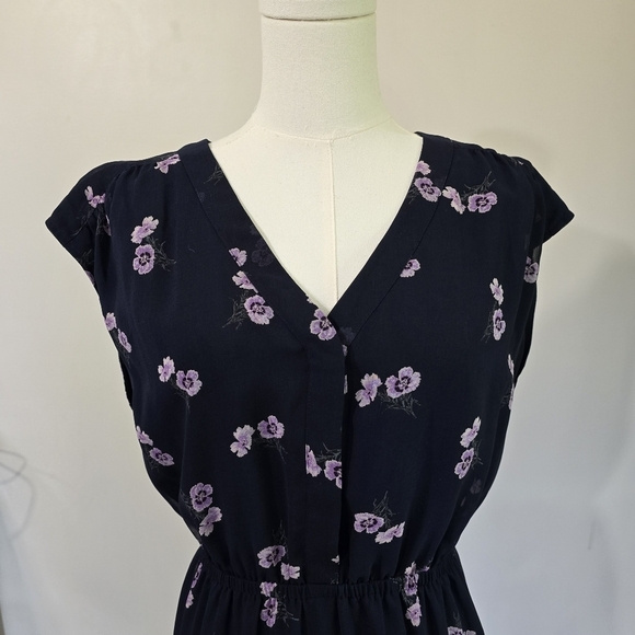 Madewell Skygaze Navy Mini Dress Pink & Lavendar Floral Sz. 4 - Picture 3 of 12